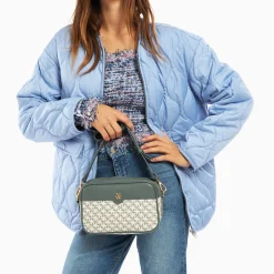 Vanessa Wu Sacoche Manelle Verte A Toile Monogramme Outlet