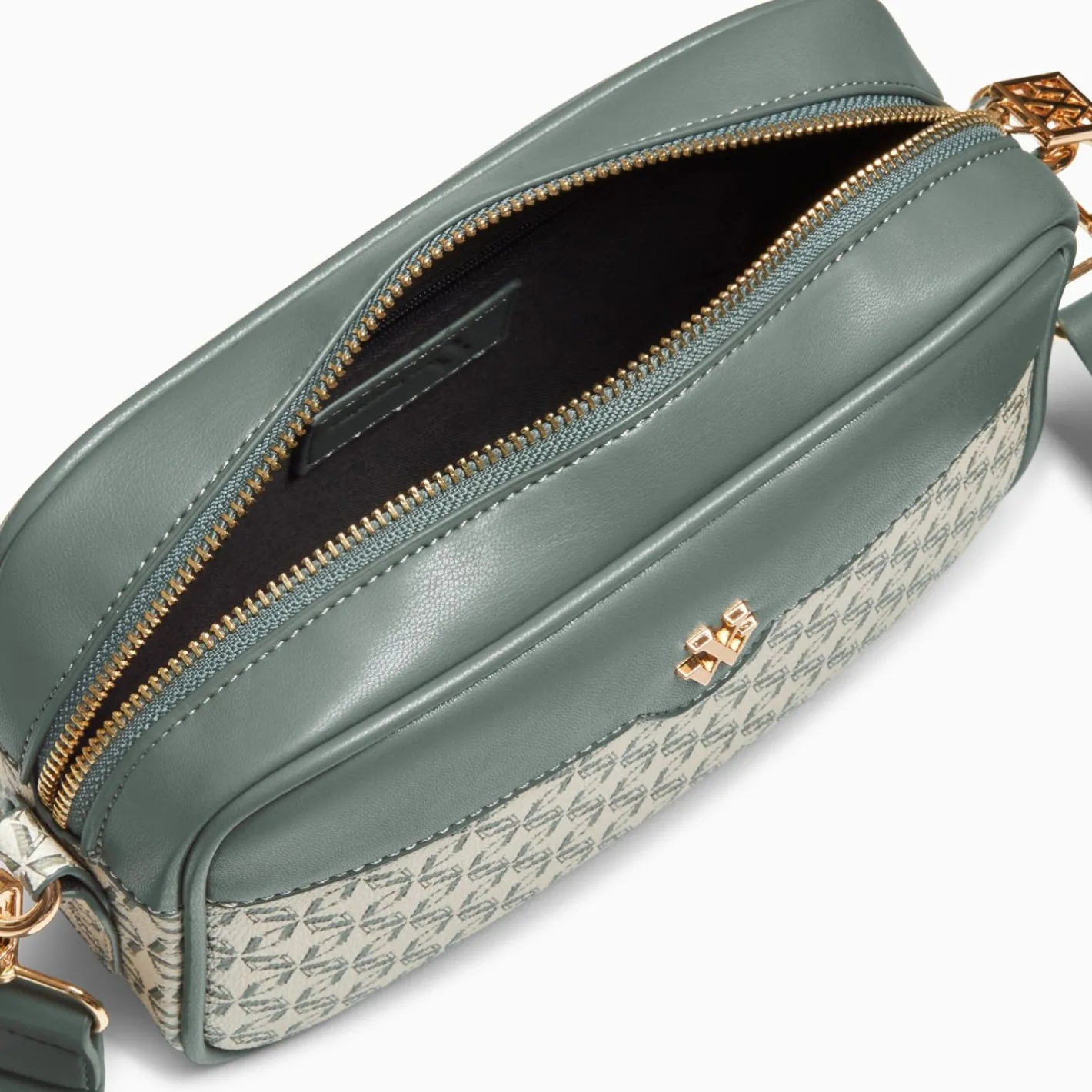 Vanessa Wu Sacoche Manelle Verte A Toile Monogramme Outlet