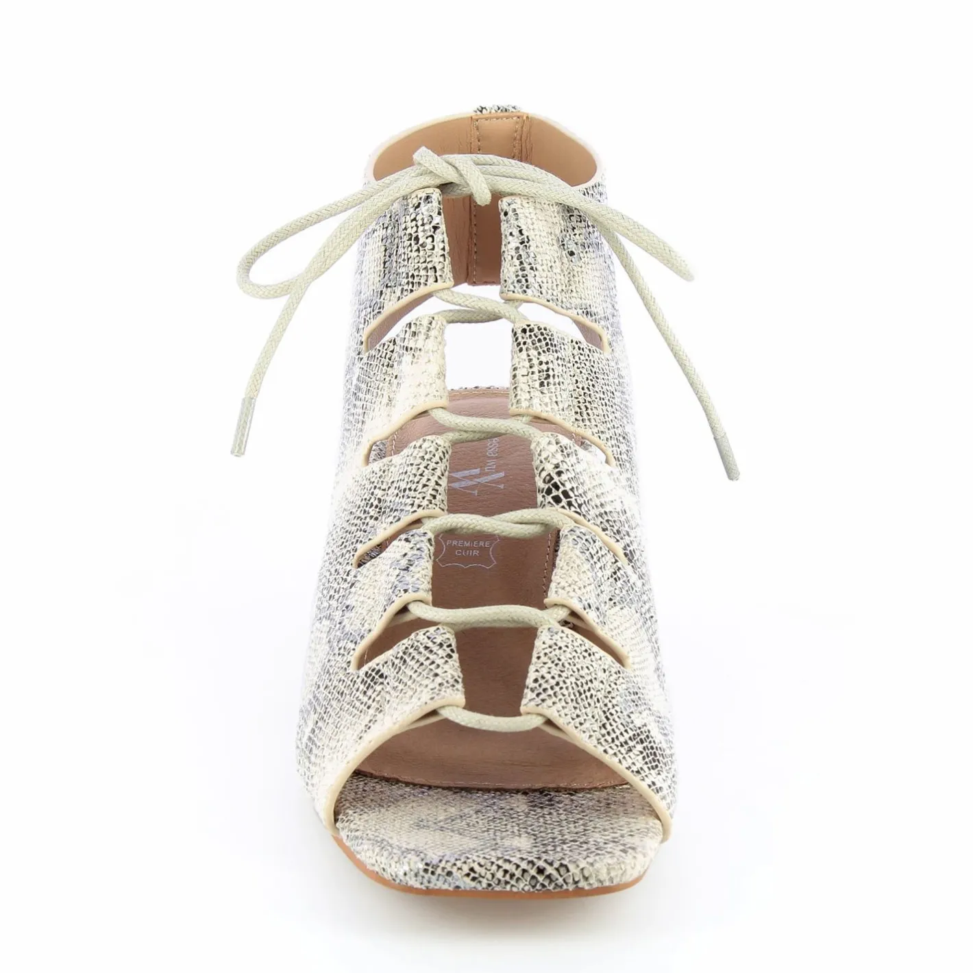 Vanessa Wu Sandales A Lacets Albane Imprime Serpent Outlet