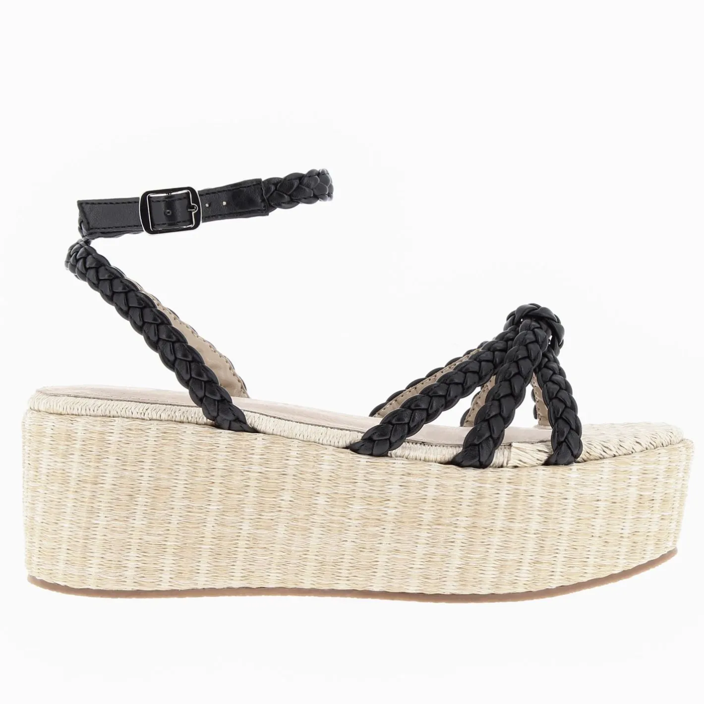 Vanessa Wu Sandales A Plateforme Et Brides Tressees Catalina Noires Best