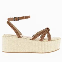 Vanessa Wu Sandales A Plateforme Et Brides Tressees Catalina Camel Clearance
