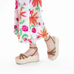 Vanessa Wu Sandales A Plateforme Et Brides Tressees Catalina Camel Clearance
