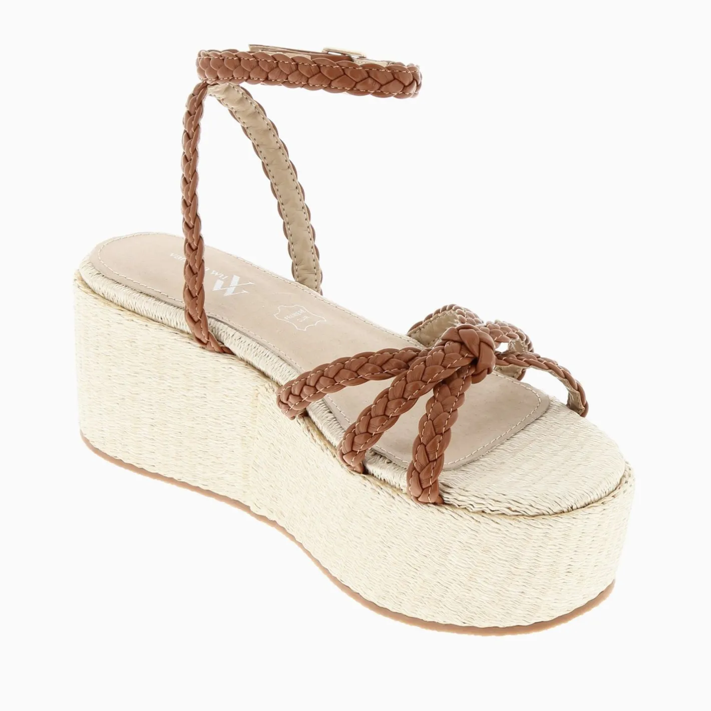 Vanessa Wu Sandales A Plateforme Et Brides Tressees Catalina Camel Clearance