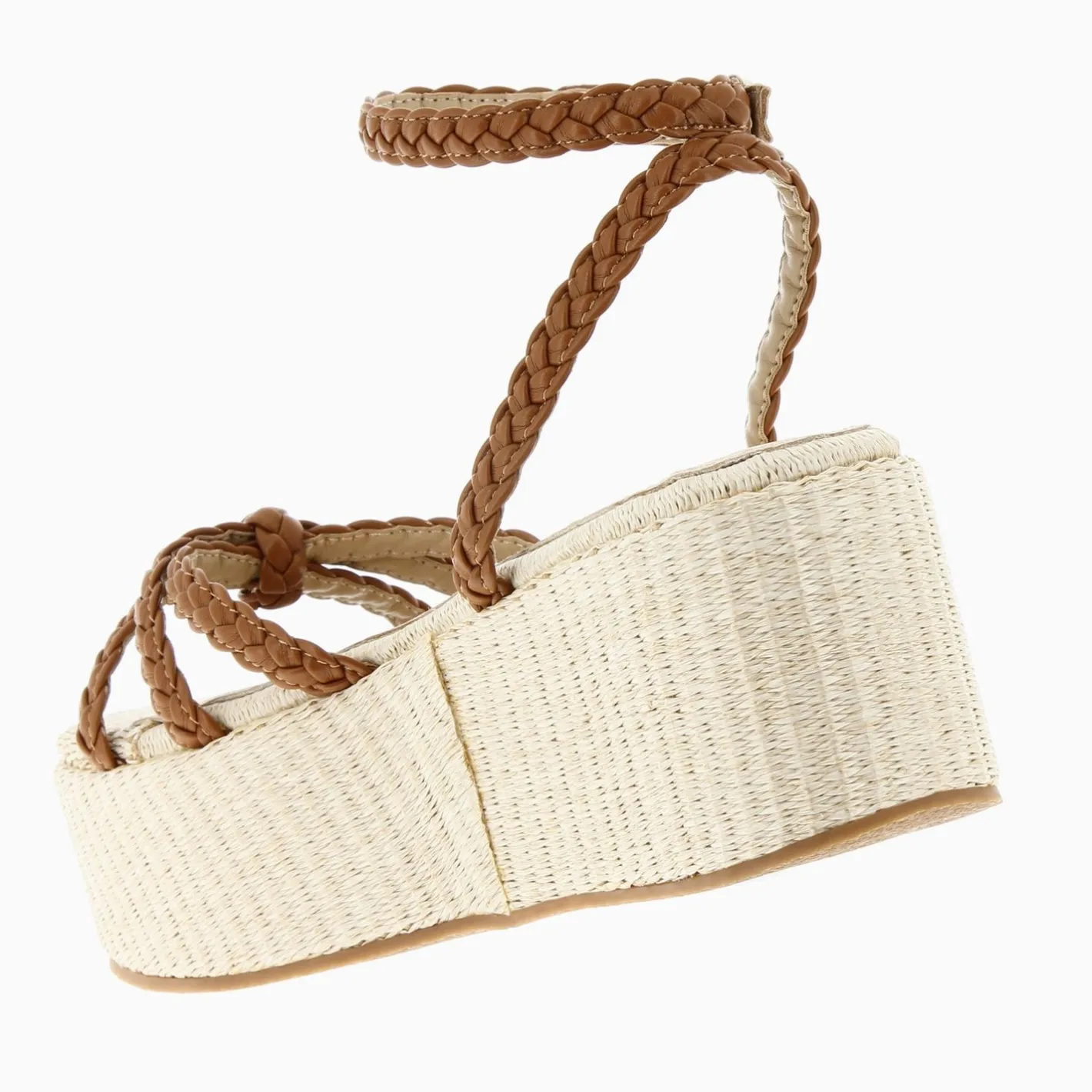 Vanessa Wu Sandales A Plateforme Et Brides Tressees Catalina Camel Clearance