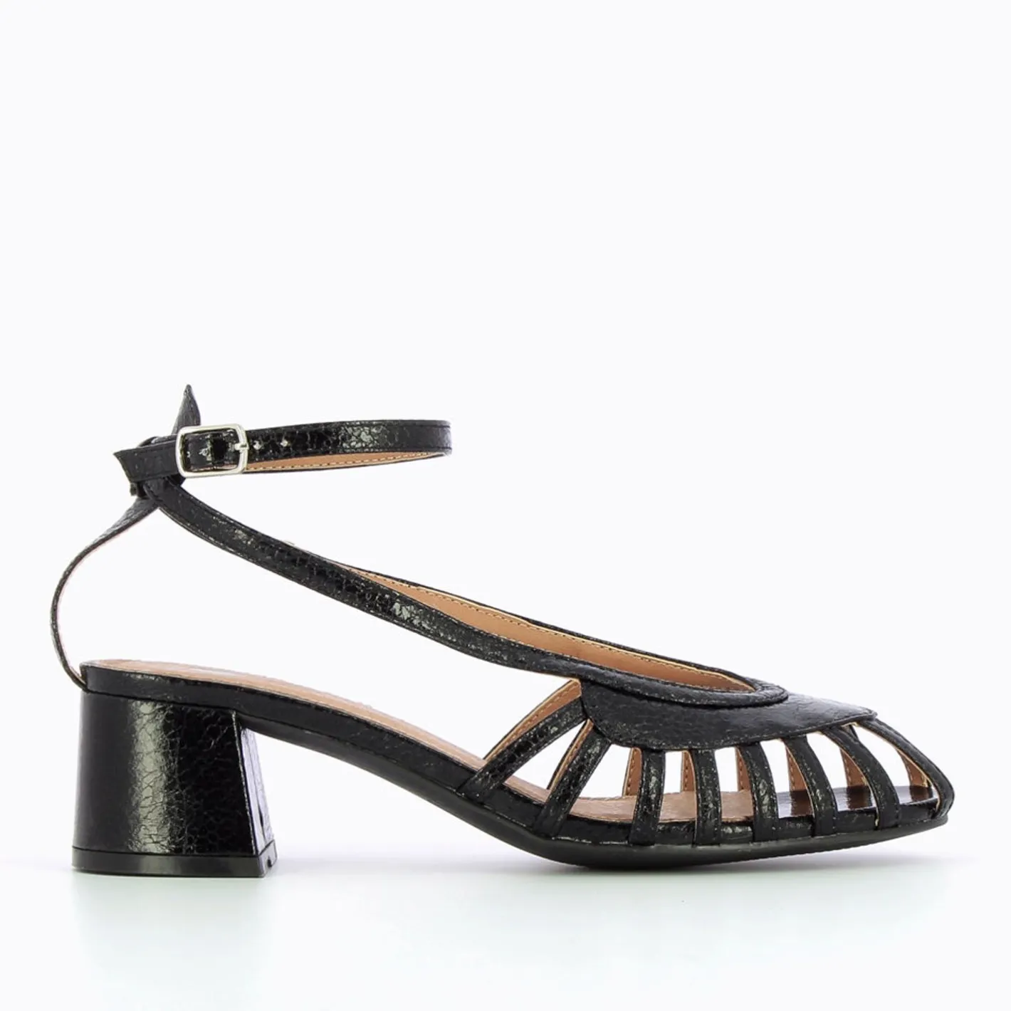 Vanessa Wu Sandales A Talon Ajourees Murielle Noires Discount
