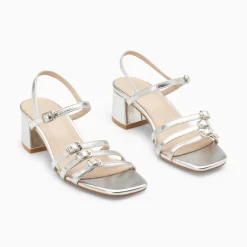 Vanessa Wu Sandales A Talon Alexandra Multibrides Argent Outlet