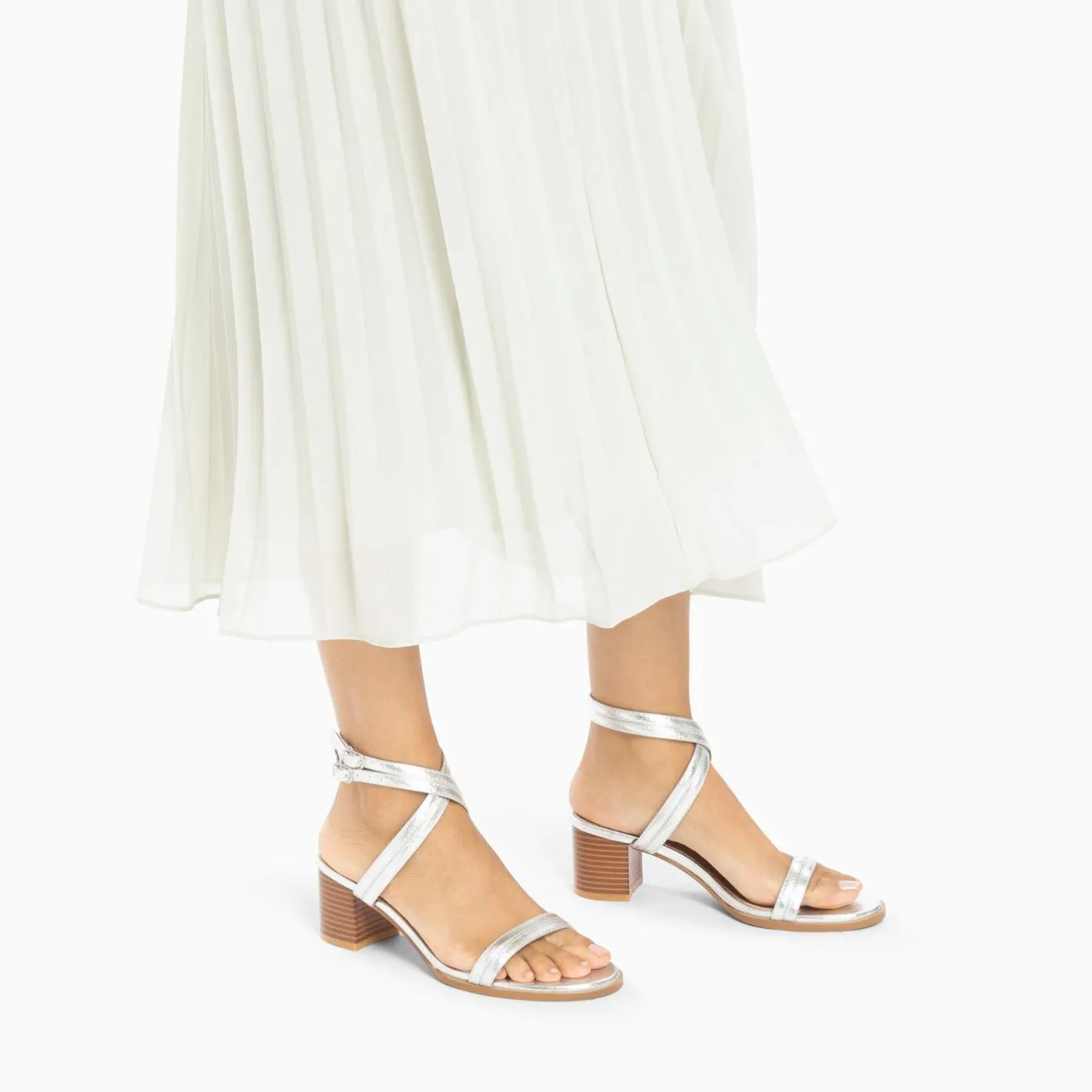 Vanessa Wu Sandales A Talon Bella Argent A Doubles Brides Outlet