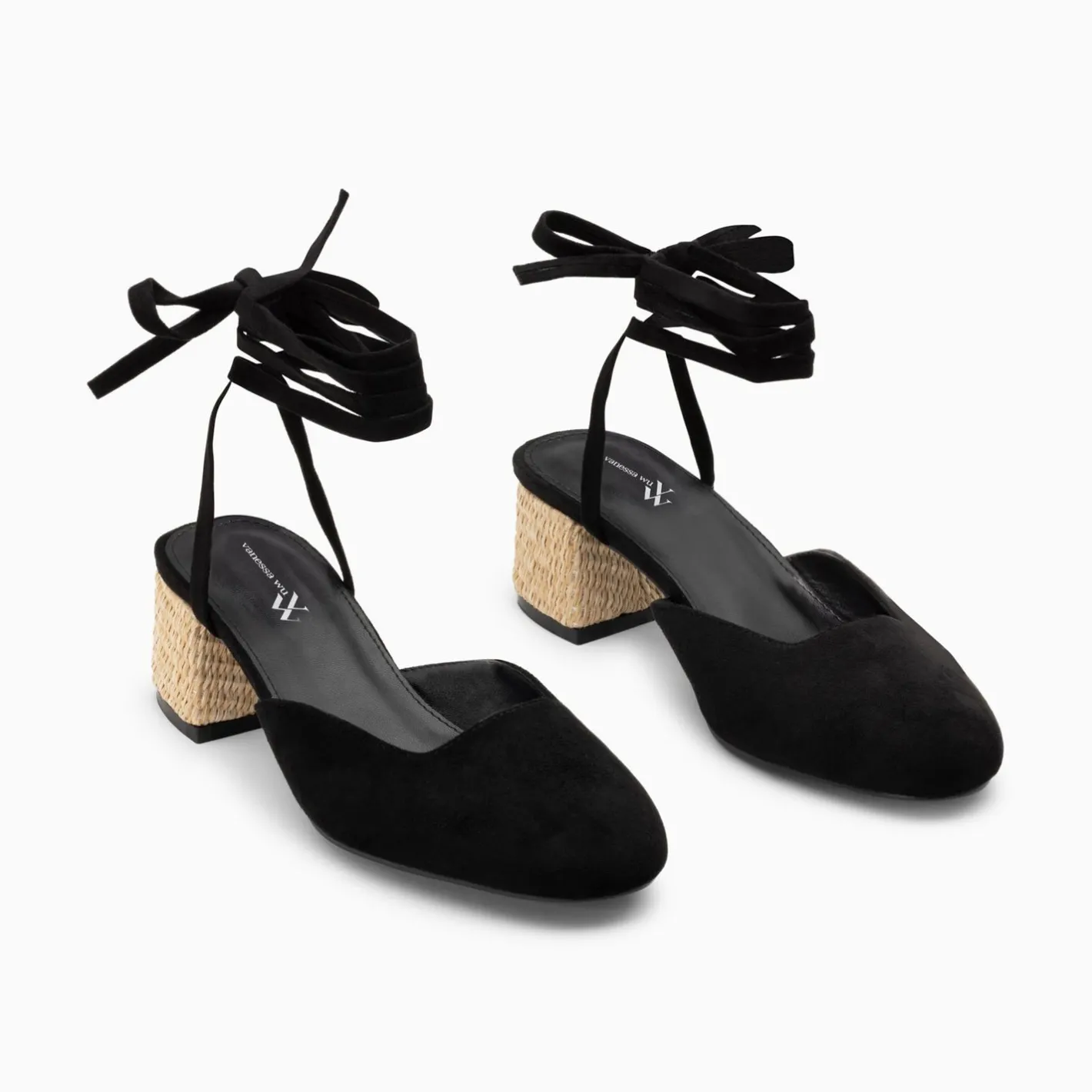 Vanessa Wu Sandales A Talon Inna Noires A Lacets Outlet