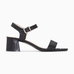 Vanessa Wu Sandales A Talon Jenna Noires En Tissu Jacquard Clearance
