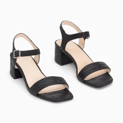 Vanessa Wu Sandales A Talon Jenna Noires En Tissu Jacquard Clearance