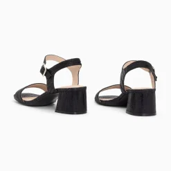 Vanessa Wu Sandales A Talon Jenna Noires En Tissu Jacquard Clearance