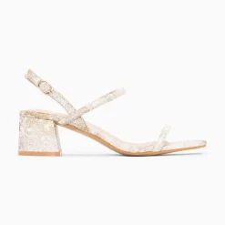 Vanessa Wu Sandales A Talon Minimalistes Tiphaine Tissees Blanc Et Or