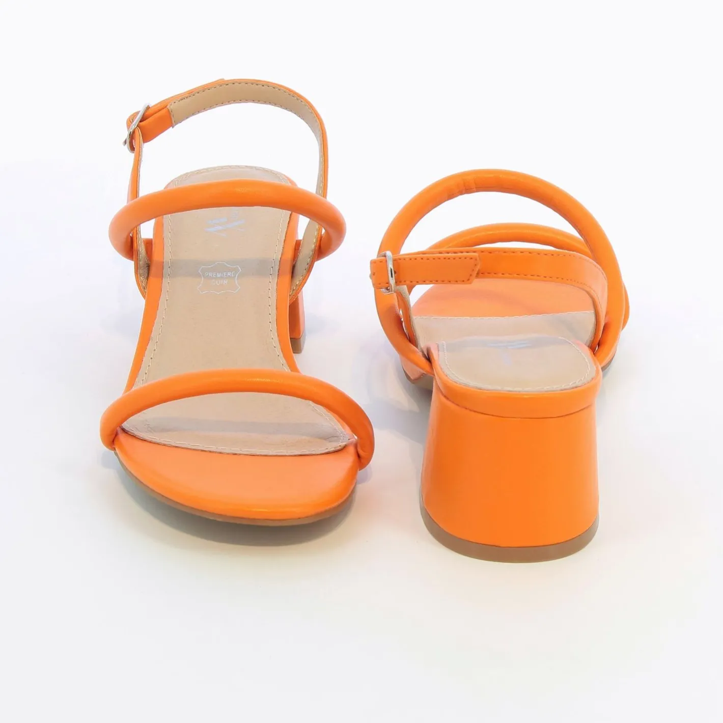 Vanessa Wu Sandales A Talon Minimalistes Oriane Orange New