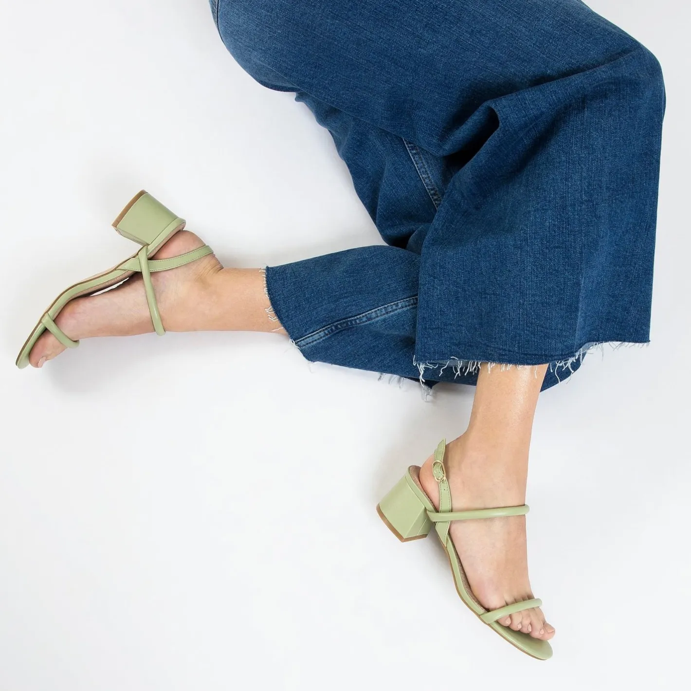 Vanessa Wu Sandales A Talon Minimalistes Oriane Vert Pastel Best