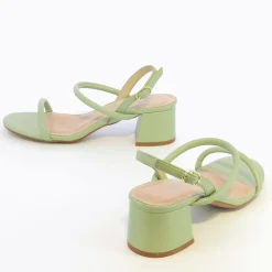 Vanessa Wu Sandales A Talon Minimalistes Oriane Vert Pastel Best
