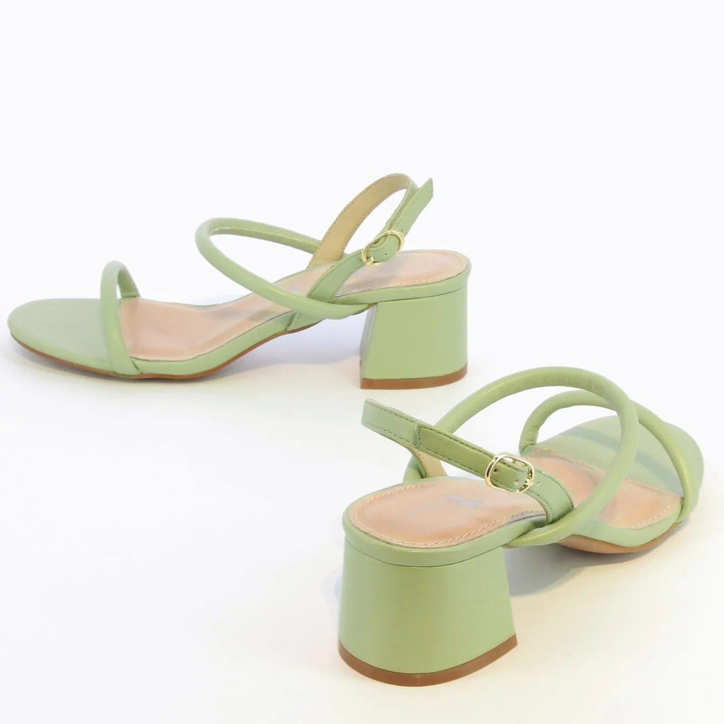 Vanessa Wu Sandales A Talon Minimalistes Oriane Vert Pastel Best