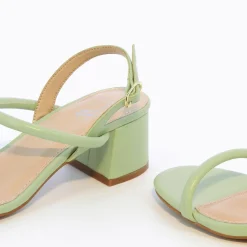 Vanessa Wu Sandales A Talon Minimalistes Oriane Vert Pastel Best