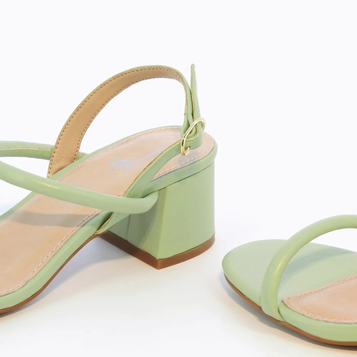 Vanessa Wu Sandales A Talon Minimalistes Oriane Vert Pastel Best