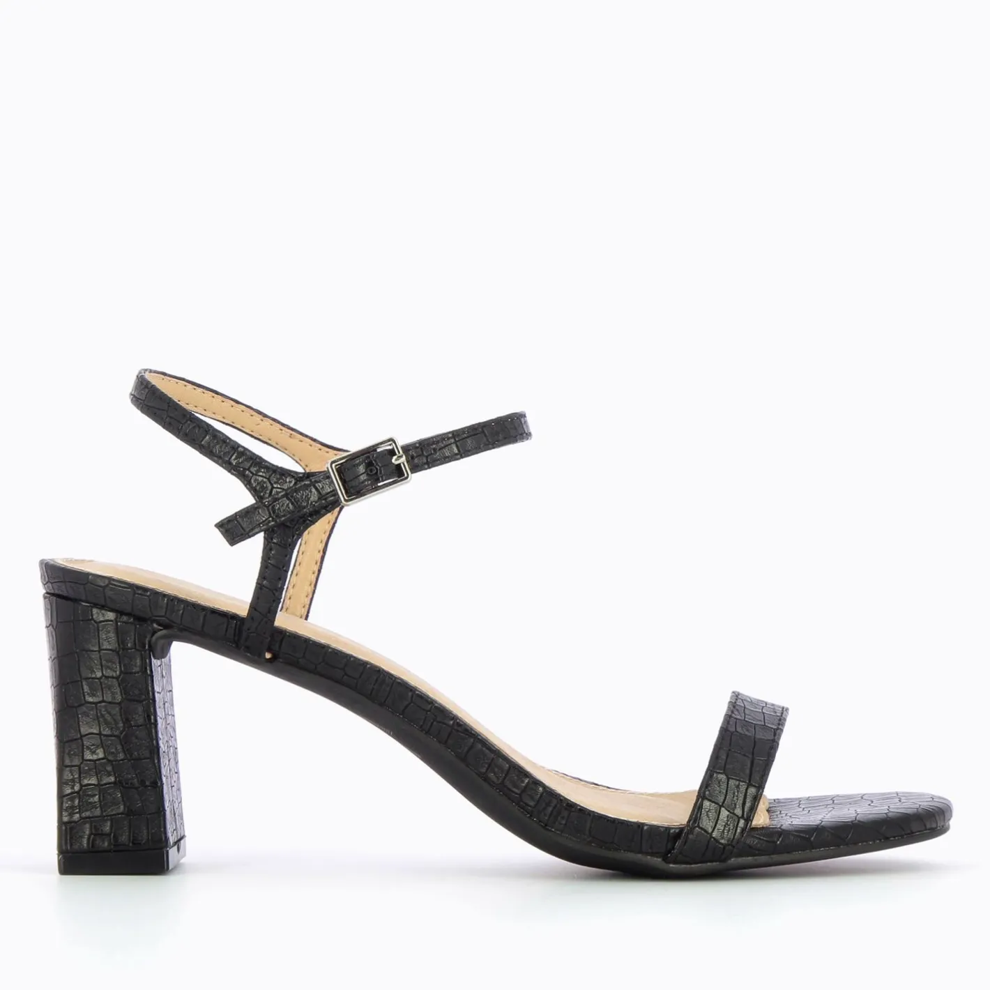 Vanessa Wu Sandales A Talon Tessa Noires Effet Croco
