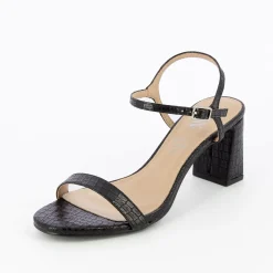 Vanessa Wu Sandales A Talon Tessa Noires Effet Croco
