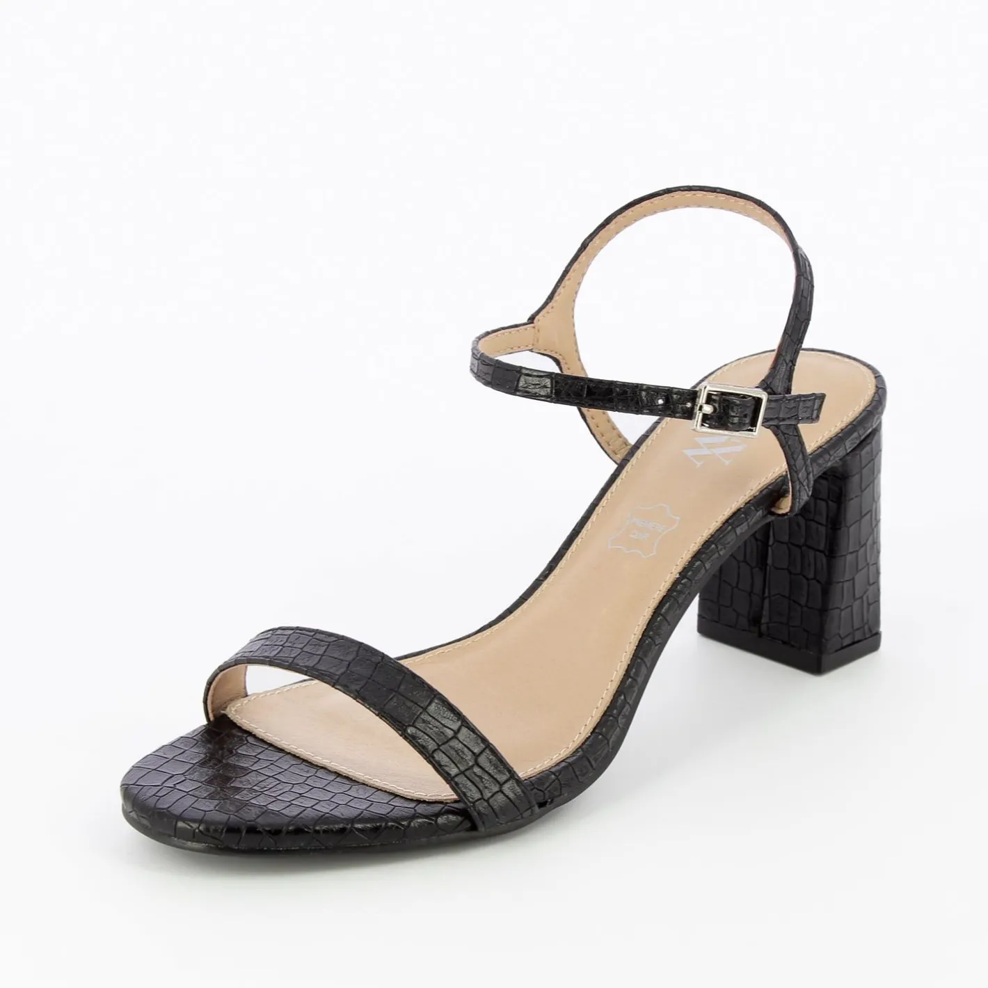 Vanessa Wu Sandales A Talon Tessa Noires Effet Croco