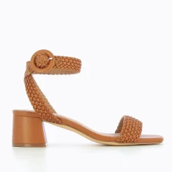 Vanessa Wu Sandales A Talon Tressees Emmeline Camel Discount