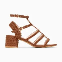 Vanessa Wu Sandales A Talon Tressees Claudia Camel