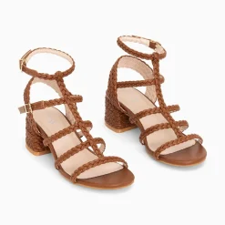 Vanessa Wu Sandales A Talon Tressees Claudia Camel