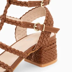 Vanessa Wu Sandales A Talon Tressees Claudia Camel