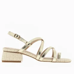 Vanessa Wu Sandales Amira Or A Semelle Effet Raphia Outlet