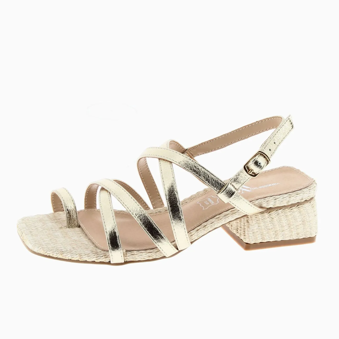 Vanessa Wu Sandales Amira Or A Semelle Effet Raphia Outlet