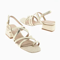 Vanessa Wu Sandales Amira Or A Semelle Effet Raphia Outlet