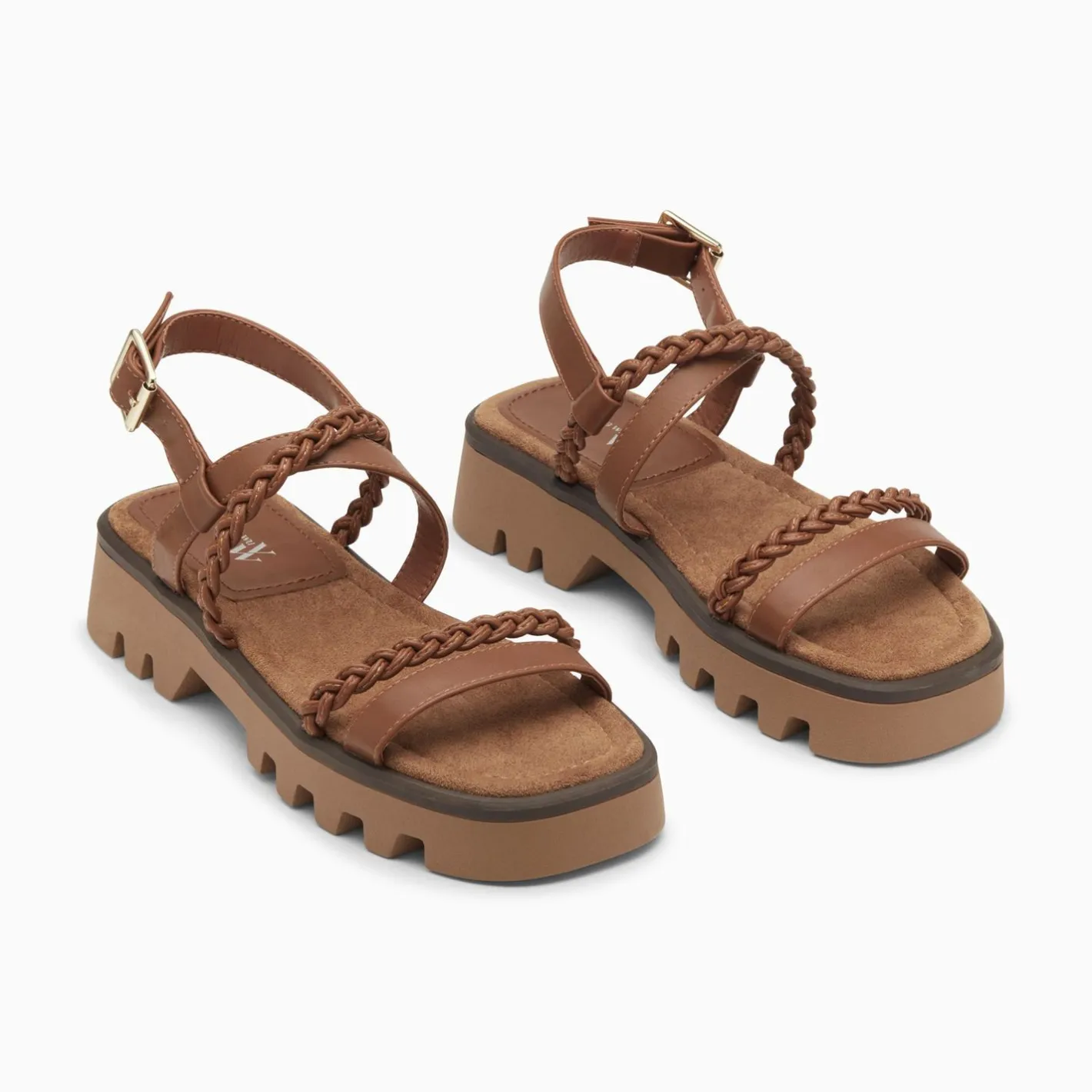 Vanessa Wu Sandales Bonnie Camel A Brides Tressees Et Plateforme Crantee Best