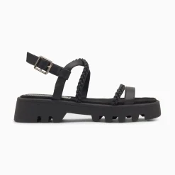 Vanessa Wu Sandales Bonnie Noires A Brides Tressees Et Plateforme Crantee Outlet