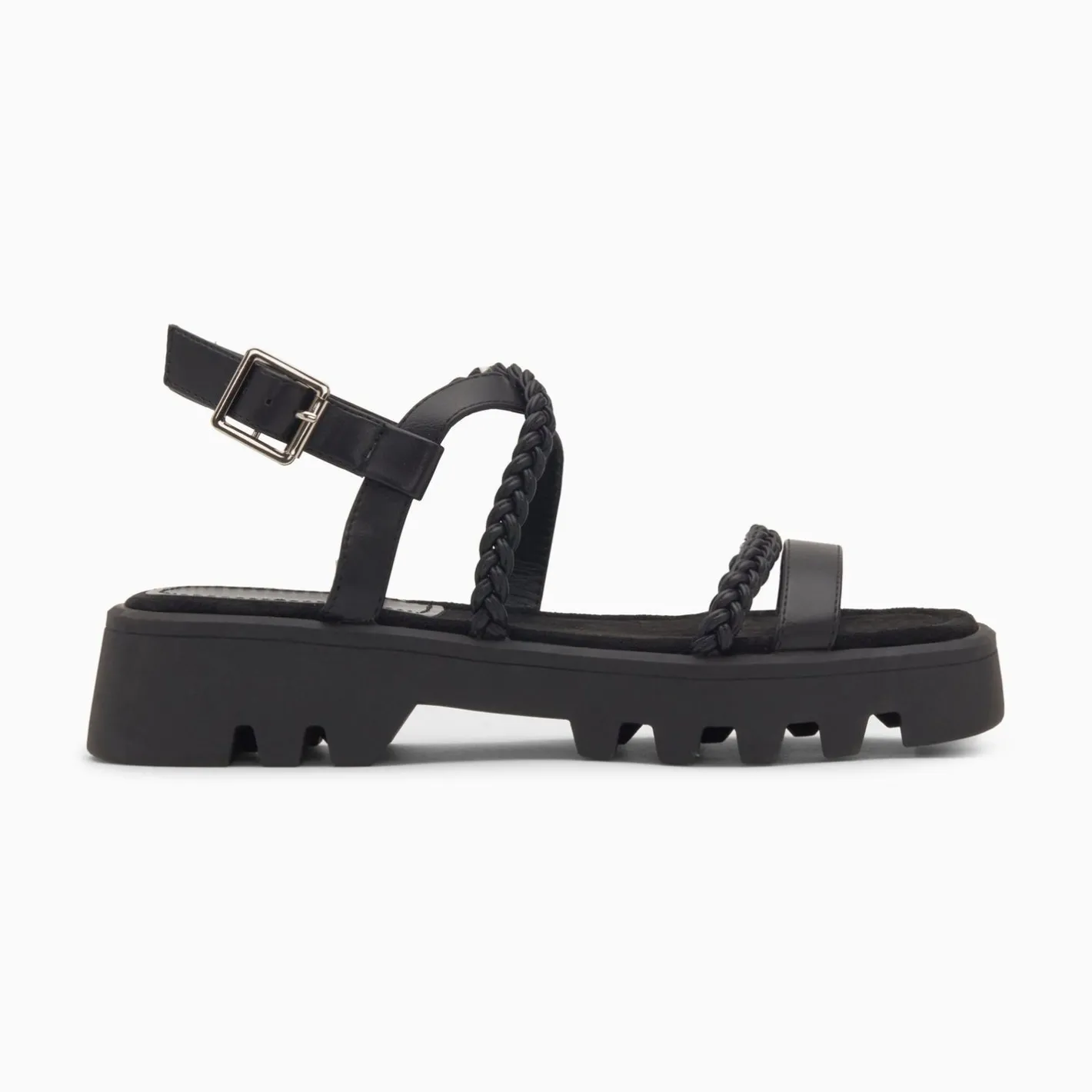 Vanessa Wu Sandales Bonnie Noires A Brides Tressees Et Plateforme Crantee Outlet