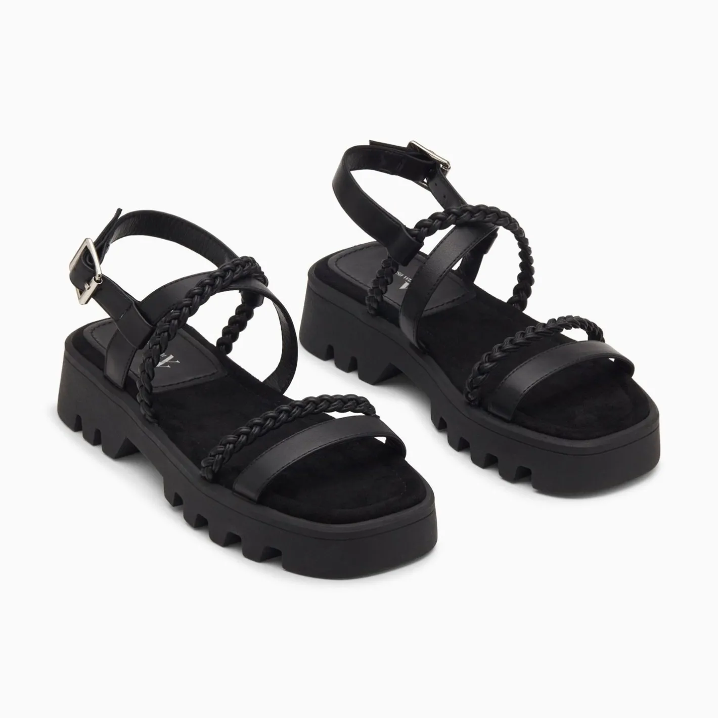 Vanessa Wu Sandales Bonnie Noires A Brides Tressees Et Plateforme Crantee Outlet