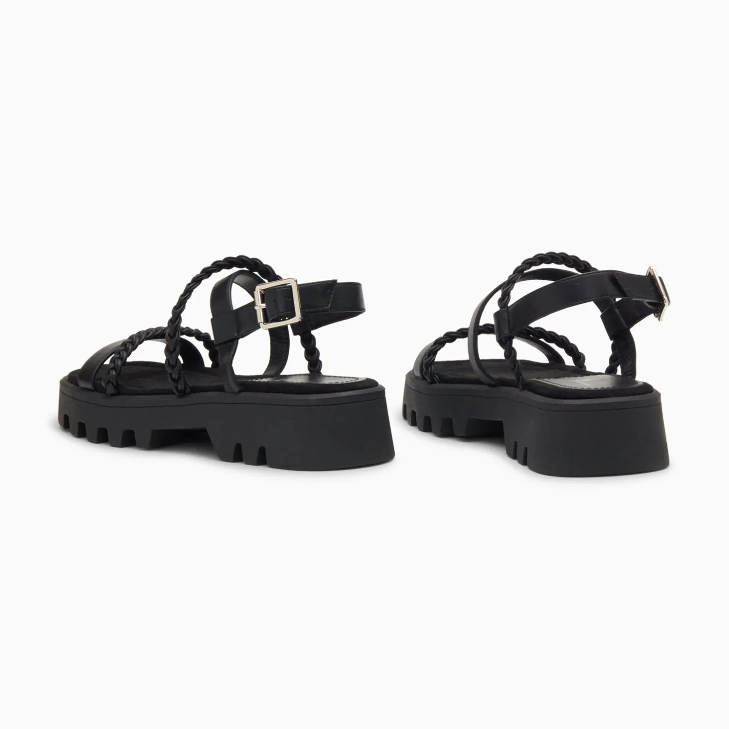 Vanessa Wu Sandales Bonnie Noires A Brides Tressees Et Plateforme Crantee Outlet