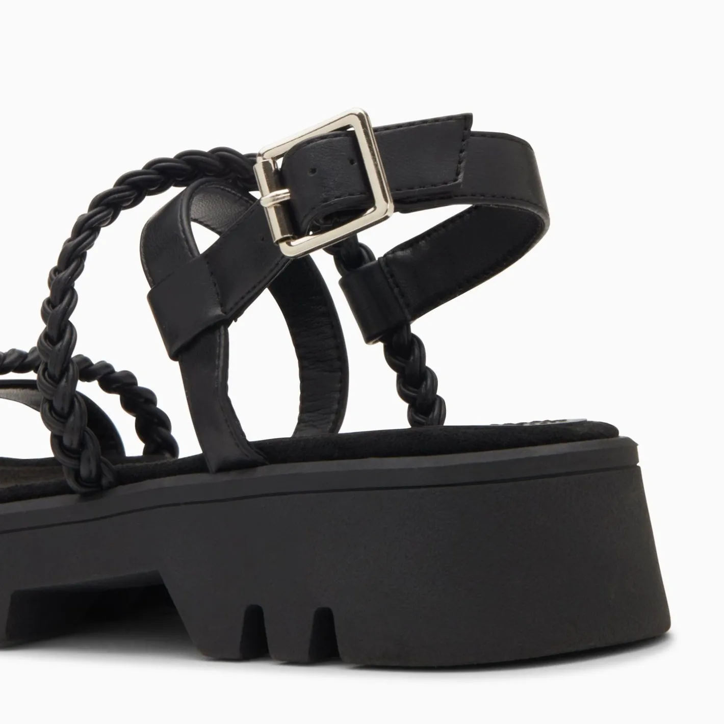 Vanessa Wu Sandales Bonnie Noires A Brides Tressees Et Plateforme Crantee Outlet
