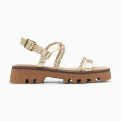 Vanessa Wu Sandales Bonnie Or A Brides Tressees Et Plateforme Crantee Clearance