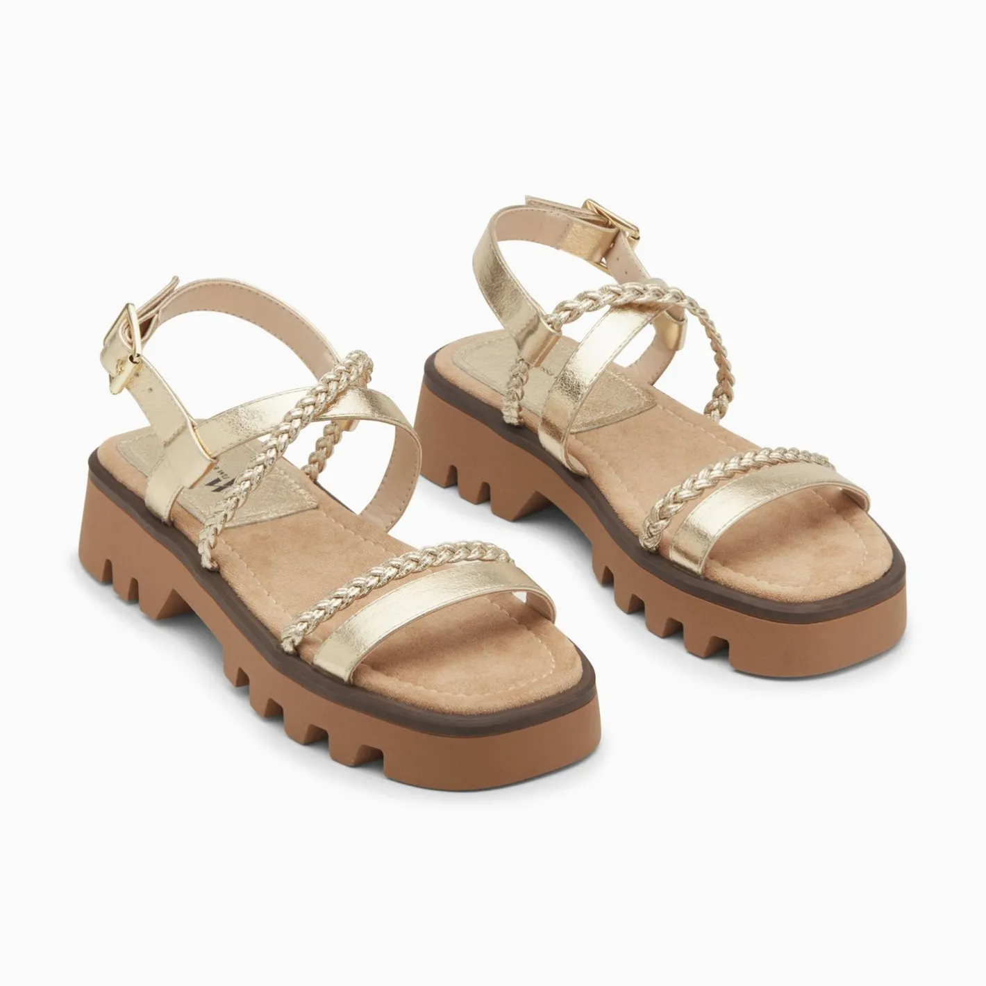 Vanessa Wu Sandales Bonnie Or A Brides Tressees Et Plateforme Crantee Clearance