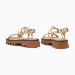 Vanessa Wu Sandales Bonnie Or A Brides Tressees Et Plateforme Crantee Clearance