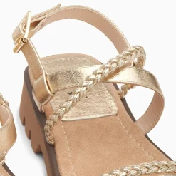 Vanessa Wu Sandales Bonnie Or A Brides Tressees Et Plateforme Crantee Clearance