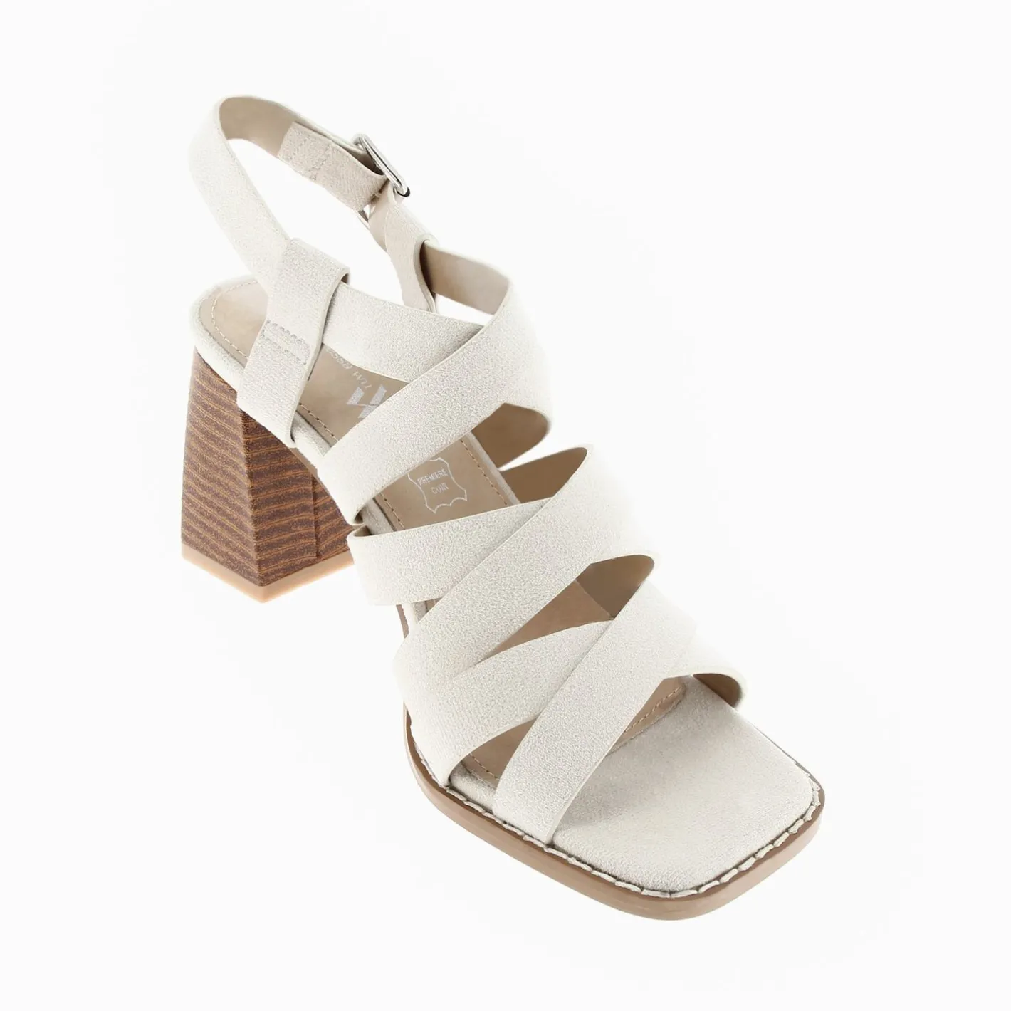 Vanessa Wu Sandales Carrie Beige Clair A Multibrides Croisees Et Talon Haut Clearance
