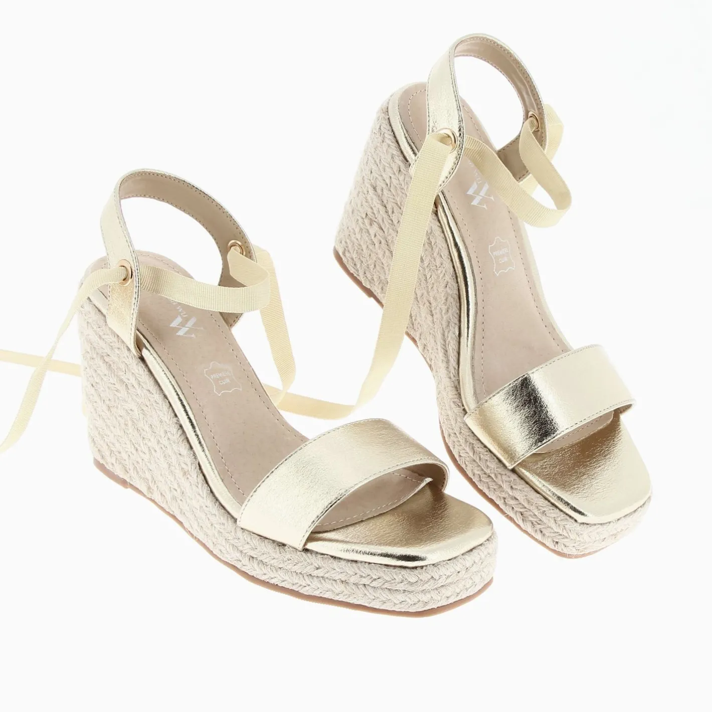 Vanessa Wu Sandales Compensees Aya Or A Bride Texturee Sale