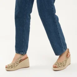 Vanessa Wu Sandales Compensees Gaelle En Tweed Leopard Beige Hot
