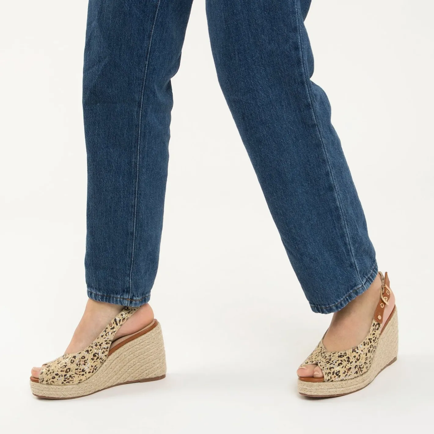Vanessa Wu Sandales Compensees Gaelle En Tweed Leopard Beige Hot