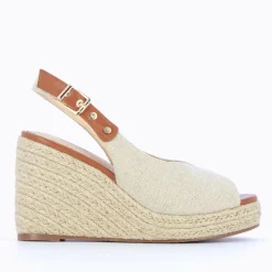 Vanessa Wu Sandales Compensees Gaelle En Tweed Beige New