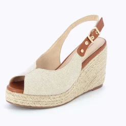 Vanessa Wu Sandales Compensees Gaelle En Tweed Beige New