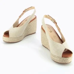 Vanessa Wu Sandales Compensees Gaelle En Tweed Beige New