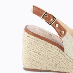 Vanessa Wu Sandales Compensees Gaelle En Tweed Beige New